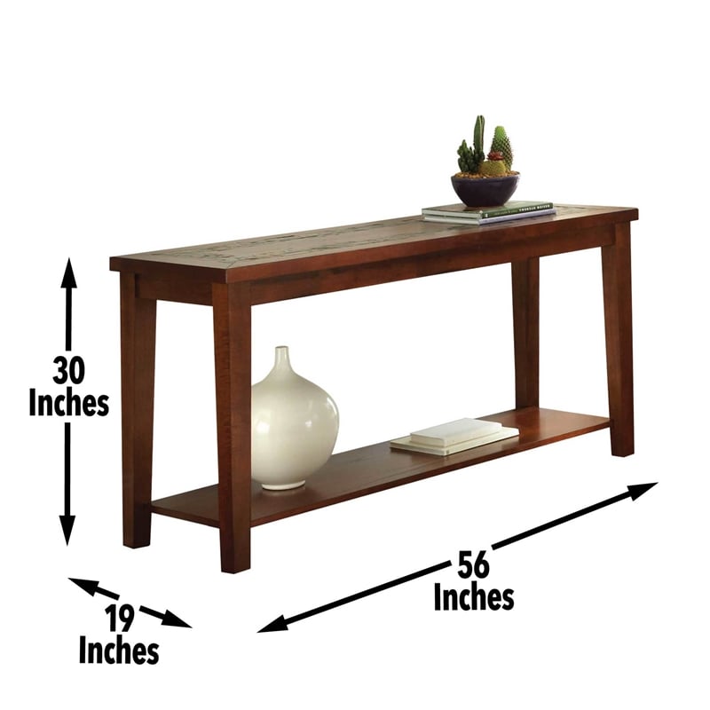 Davenport Slate inlay Sofa Table with brown cherry wood