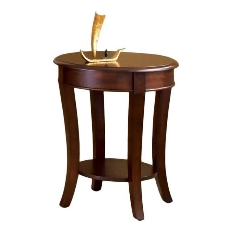 Troy Wooden End Table in Cherry Brown Finish