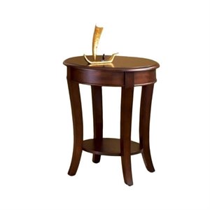troy wooden end table in cherry brown finish