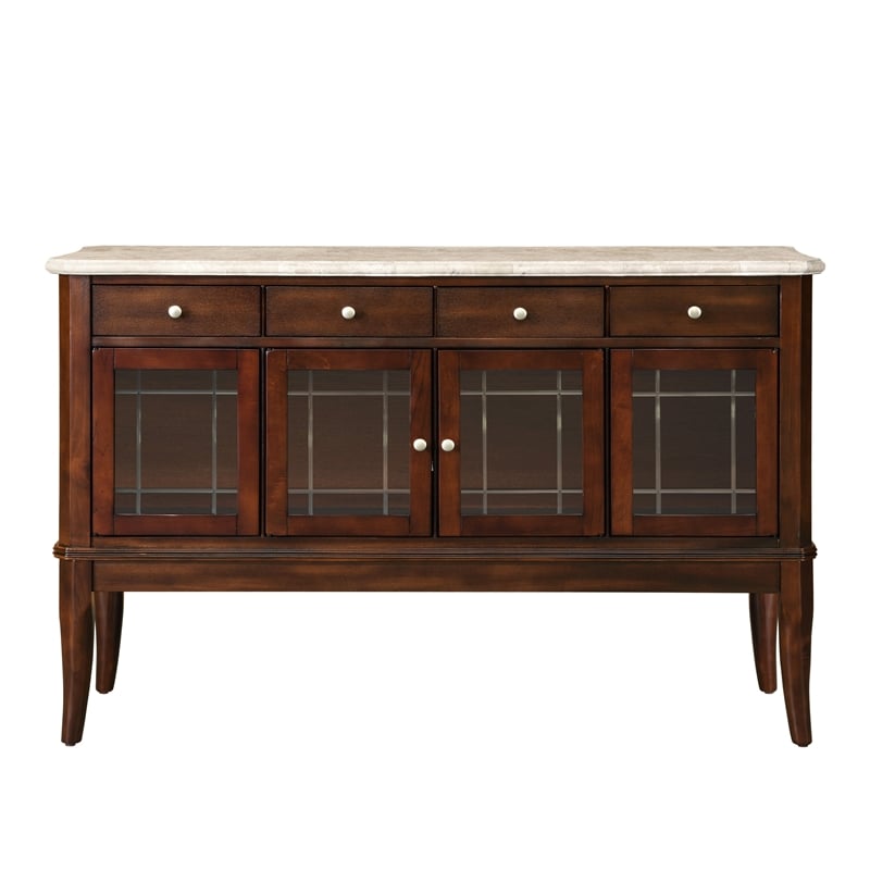 Steve Silver Company Marseille Marble Top Sideboard in Dark Cherry