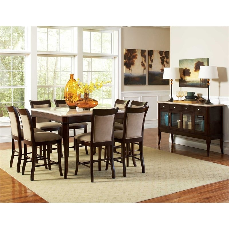 Steve Silver Company Marseille Marble Top Sideboard in Dark Cherry