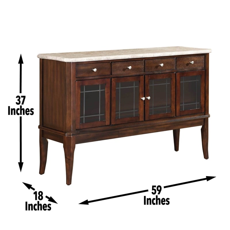 Steve Silver Company Marseille Marble Top Sideboard in Dark Cherry