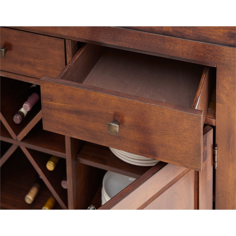Zappa Brown Wood Removable Wine Rack Server Brown Cherry Finish