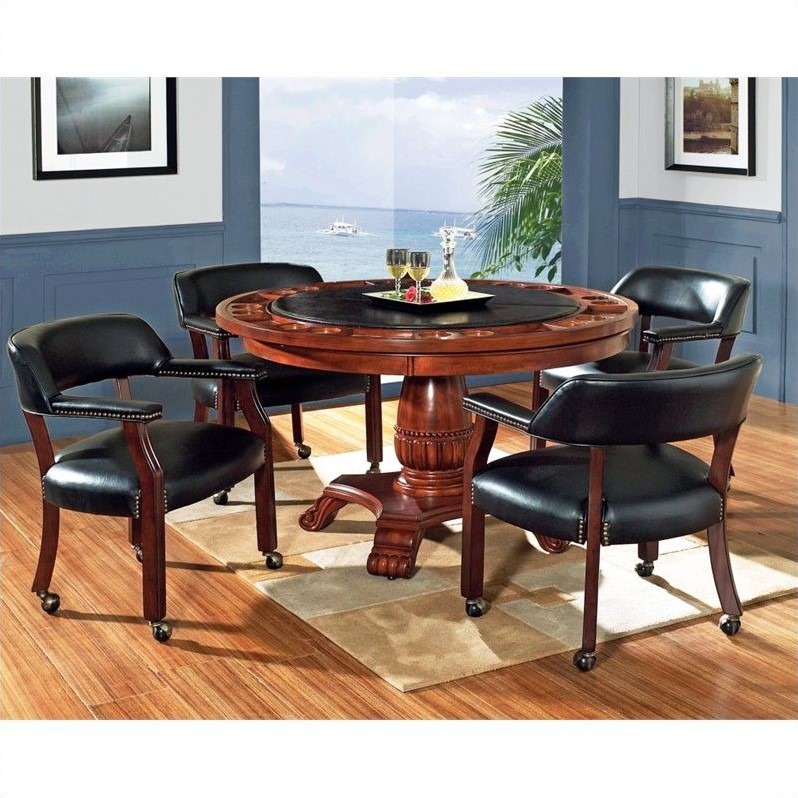 Tournament Black Top Poker Game Table in Cherry Finish