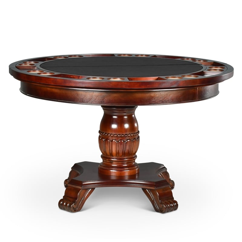 Tournament Black Top Poker Game Table in Cherry Finish