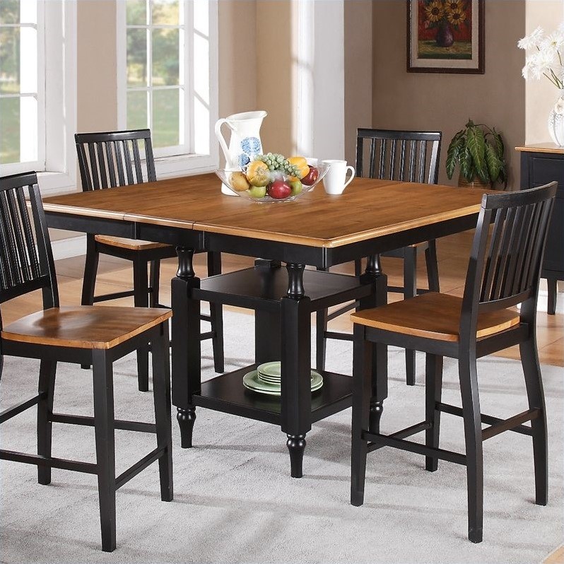 Candice Counter Height Dining Table with Butterfly in Oak and Black ...