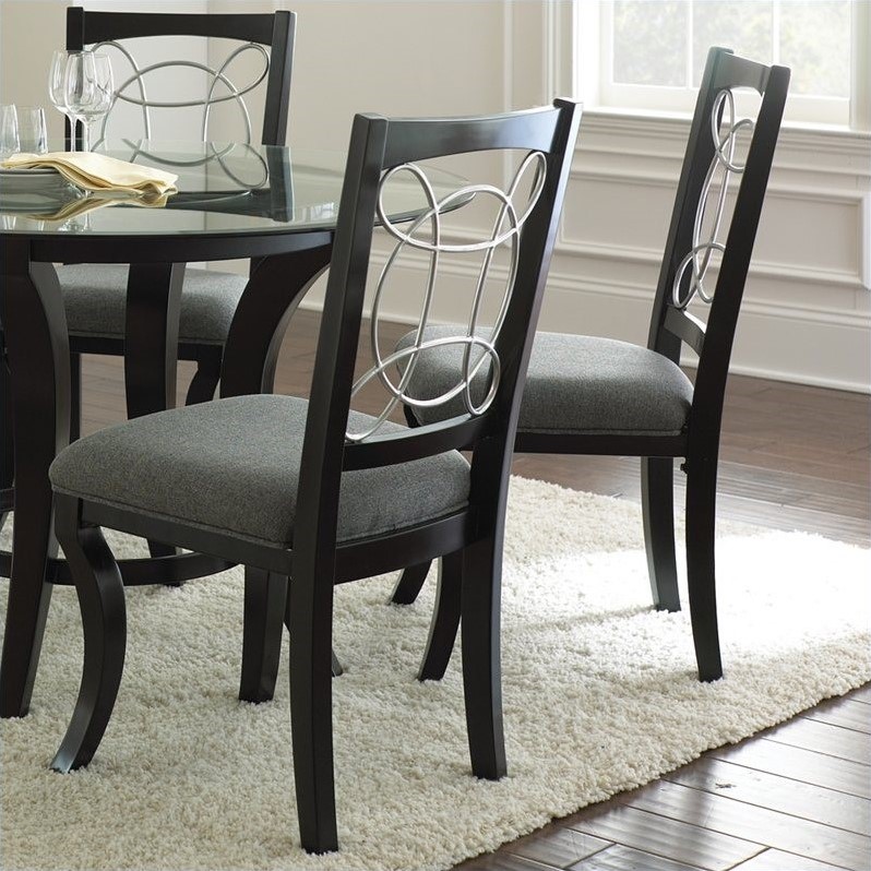 Steve Silver Cayman Grey Upholstery Dining Chair in Black Finish - CY480S