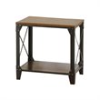 Winston Square End Table  Distressed Tobacco Brown Top and shelf in  Metal frame