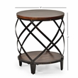 Winston Round Wood and Metal End Table in Distressed Brown Tobacco