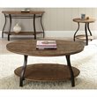 Denise Oval Cocktail Table in Light Oak Finish with Metal legs