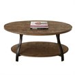 Denise Oval Cocktail Table in Light Oak Finish with Metal legs