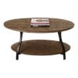 Denise Oval Cocktail Table in Light Oak Finish with Metal legs