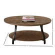 Denise Oval Cocktail Table in Light Oak Finish with Metal legs
