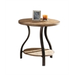 Denise Round End Table in Planked Light Oak Finish top with Metal legs
