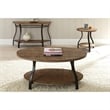 Denise Round End Table in Planked Light Oak Finish top with Metal legs