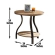 Denise Round End Table in Planked Light Oak Finish top with Metal legs