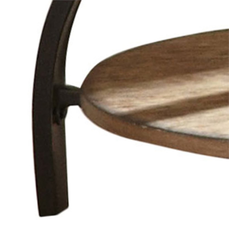 Denise Round End Table in Planked Light Oak Finish top with Metal legs