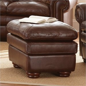 Steve Silver Company Yosemite Leather Ottoman in Chestnut