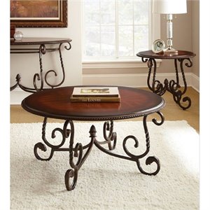 steve silver company crowley 3 piece coffee table set in cherry