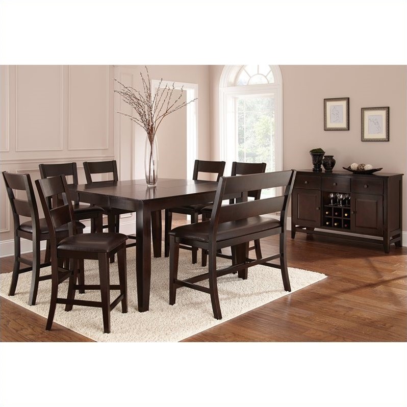 Steve Silver Company Victoria 7 Piece Counter Height Dining Table Set In Espresso