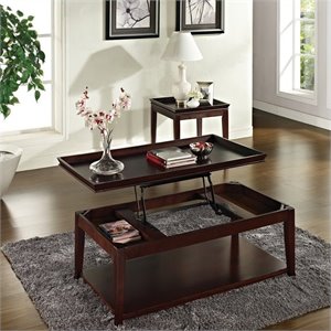 steve silver company clemson 3 piece lift top cocktail table set in cherry