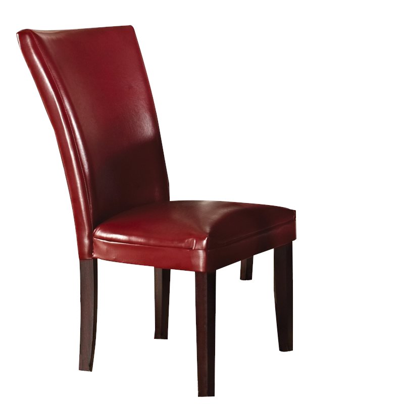 Hartford Parsons Chair In Red Leather, Leather Parsons Chairs Dining Room
