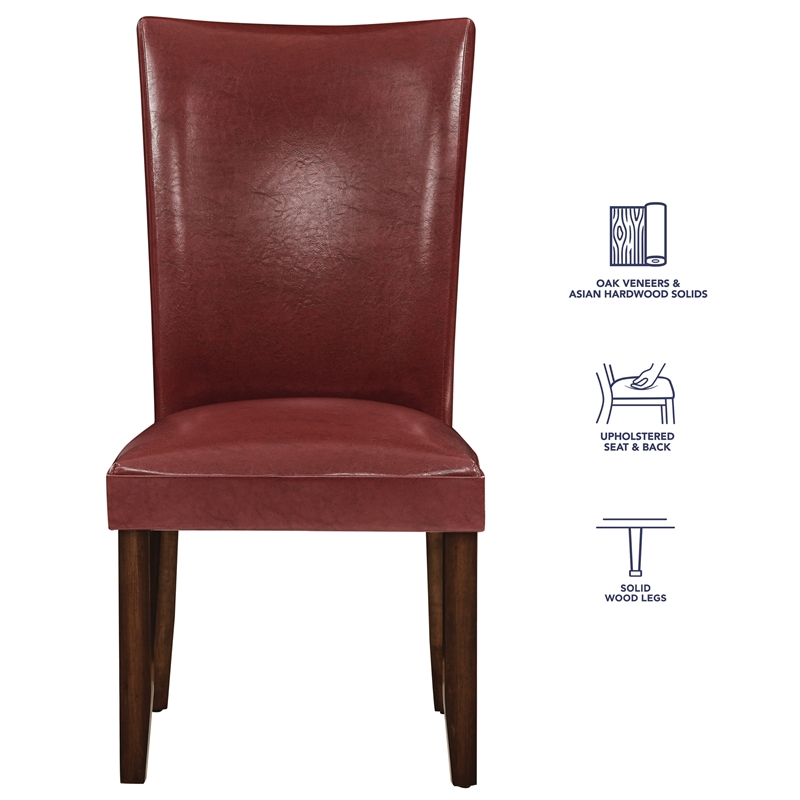 Hartford Parsons Chair in Red Leather with Dark Oak legs