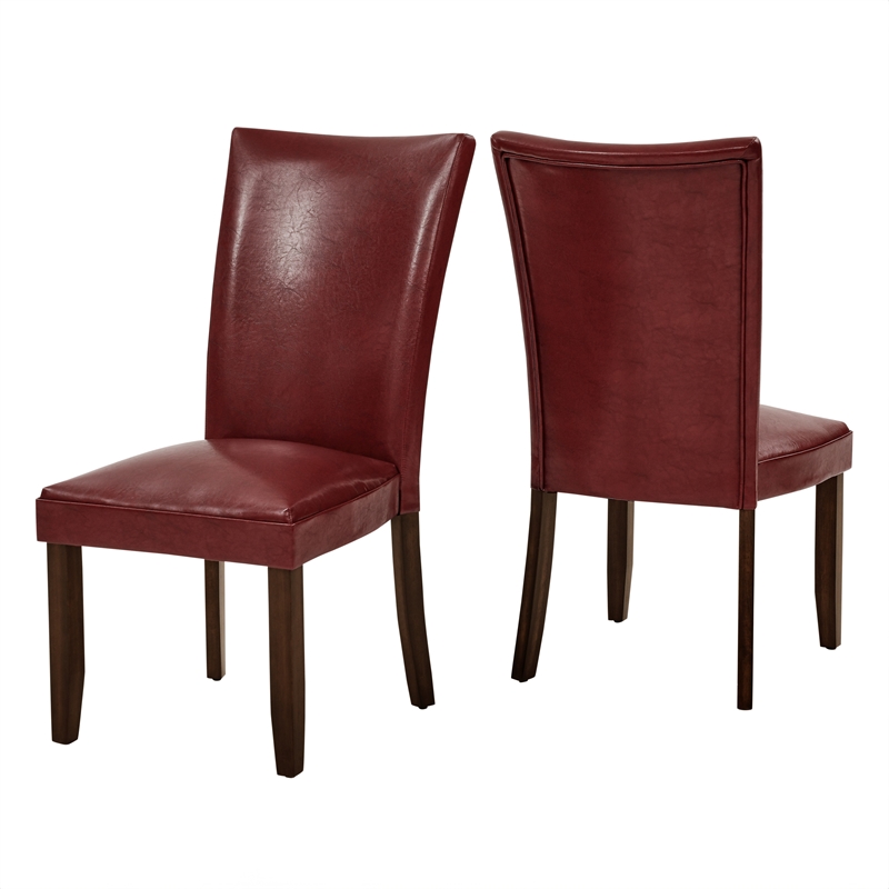 Hartford Parsons Chair in Red Leather with Dark Oak legs