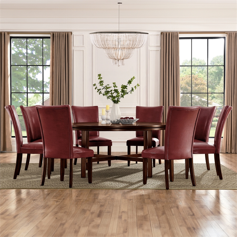 Hartford Parsons Chair in Red Leather with Dark Oak legs