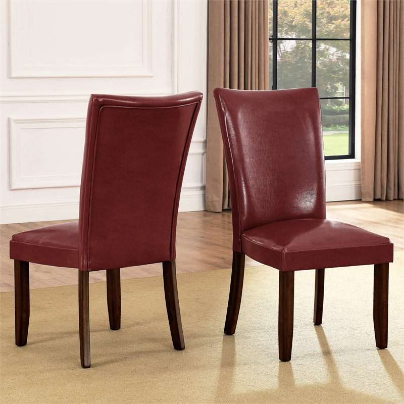 Hartford Parsons Chair in Red Leather with Dark Oak legs