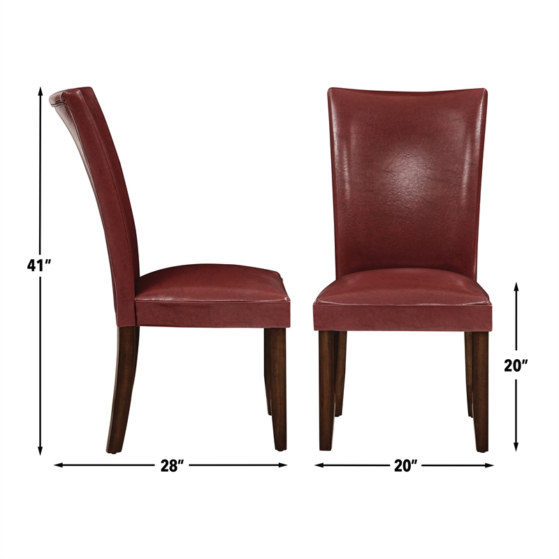 Hartford Parsons Chair in Red Leather with Dark Oak legs