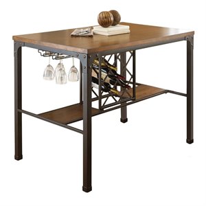 Rebecca Counter Height Dining Table with Dark brown Top and Metal Base