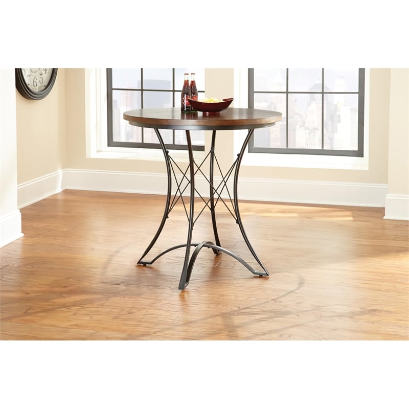 Adele Round Counter Height Dining Table in Birch with Brown Finish