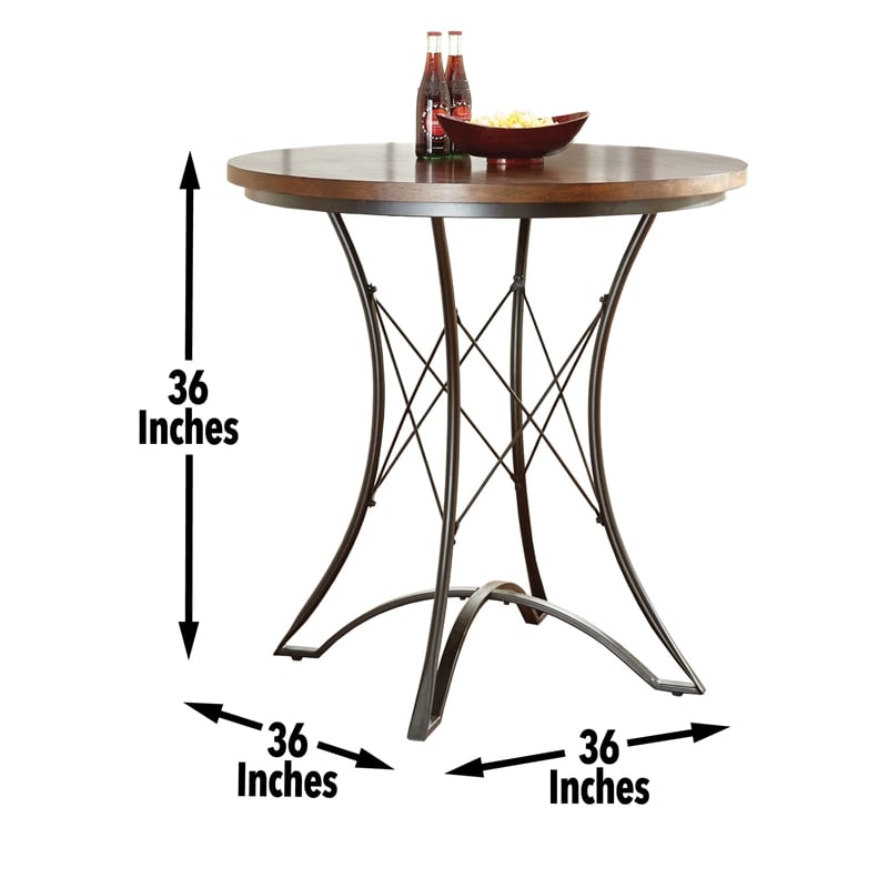 Adele Round Counter Height Dining Table in Birch with Brown Finish