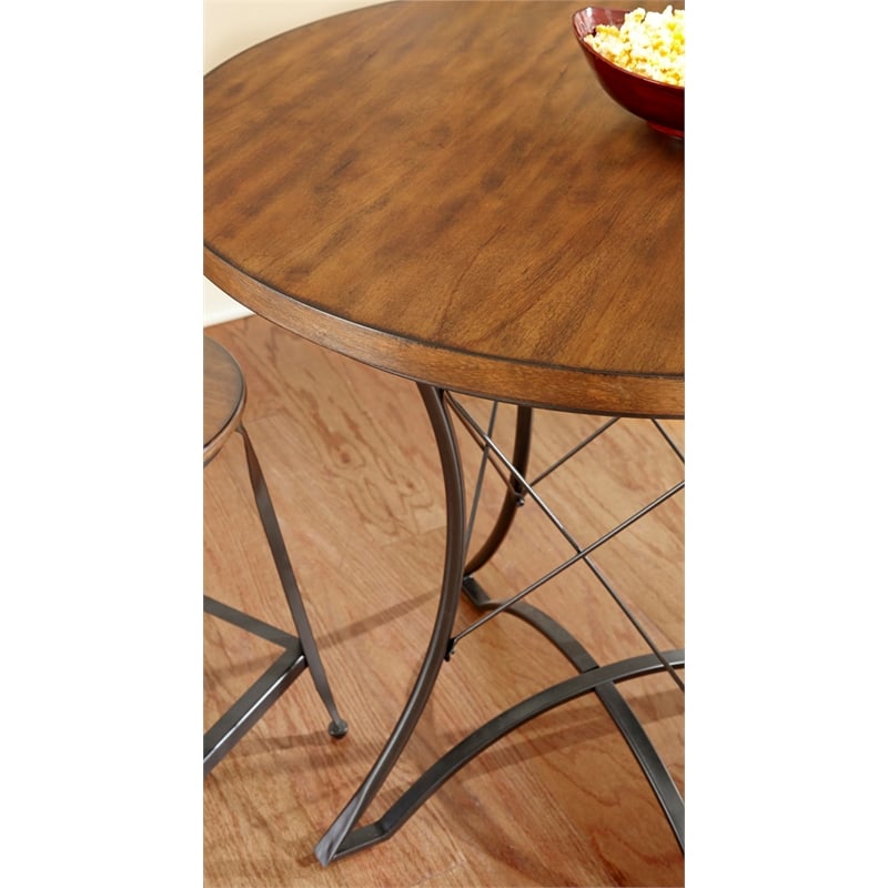 Adele Round Counter Height Dining Table in Birch with Brown Finish