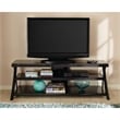 Cyndi TV Console with Black metal legs and smoked glass shelves