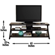 Cyndi TV Console with Black metal legs and smoked glass shelves