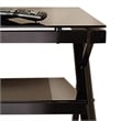 Cyndi TV Console with Black metal legs and smoked glass shelves
