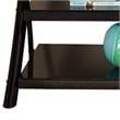 Cyndi TV Console with Black metal legs and smoked glass shelves