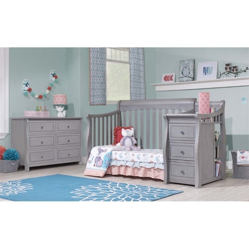 Sorelle Princeton Elite Crib and Changer in Weathered Gray