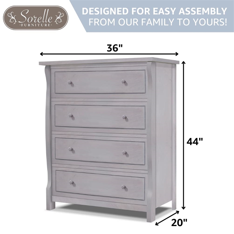 Sorelle Princeton Elite 4 Drawer Dresser in White