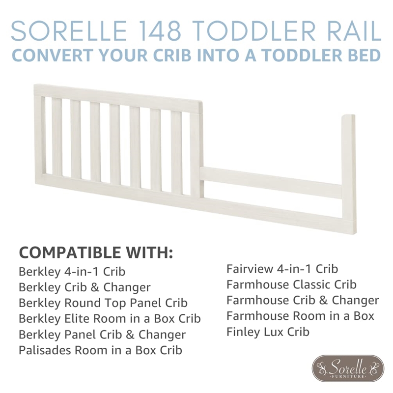 Sorelle 148 Wooden Toddler Guardrail Rail in Weathered White