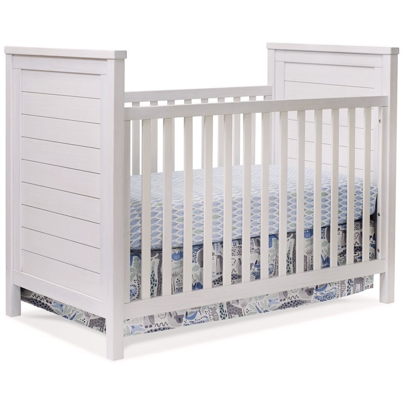 Sorelle Farmhouse Wooden Classic Convertible Crib in Weathered White