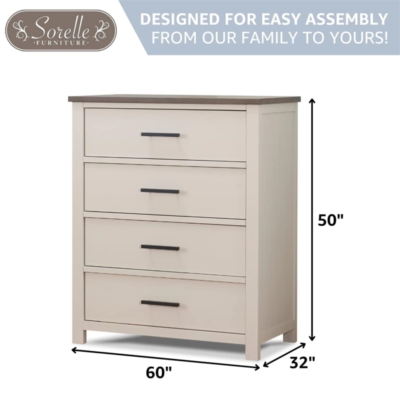 Sorelle Furniture Westley Wood Double Dresser for Nursery in Grigio Gray