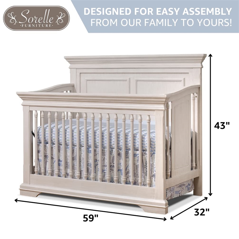 Sorelle Furniture Portofino Wood Crib for Nursery in Brushed Ivory
