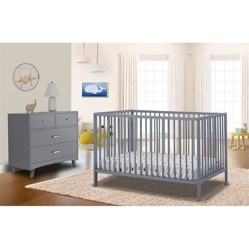 Sorelle Furniture Happy 3-in-1 Convertible Crib in Gray