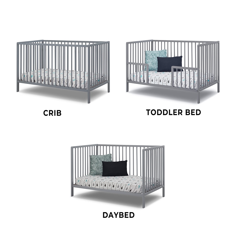 Sorelle Furniture Happy 3-in-1 Convertible Crib in Gray