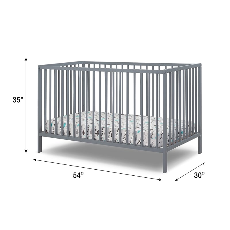 Sorelle Furniture Happy 3-in-1 Convertible Crib in Gray