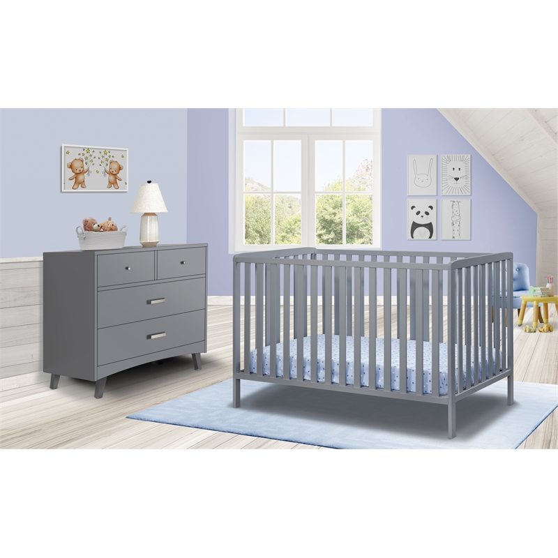 Sorelle Furniture Adrian 3-in-1 Convertible Crib in Gray