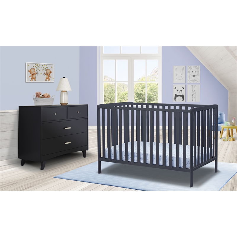 Sorelle Furniture Adrian 3-in-1 Convertible Crib in Midnight